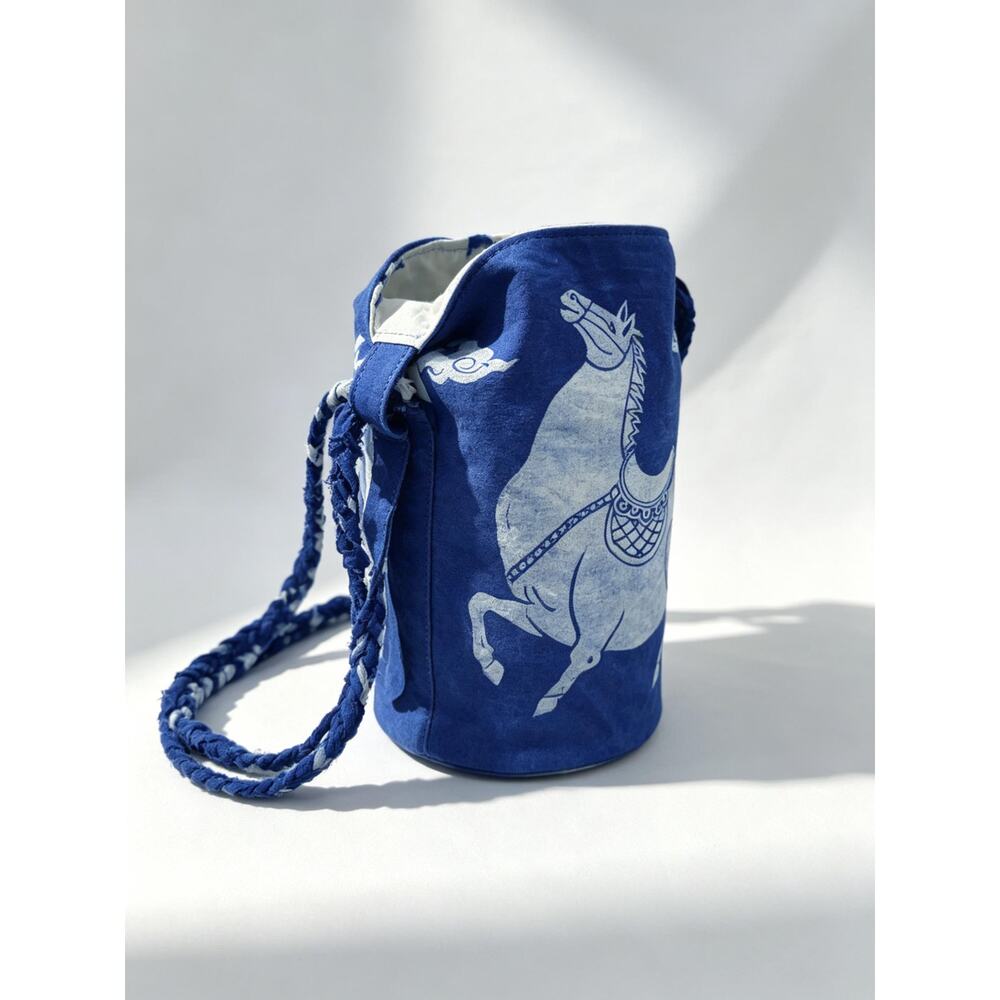 Handmade Cotton Bucket Bag | Indigo Batik Crossbody Bag | Lucky Horse